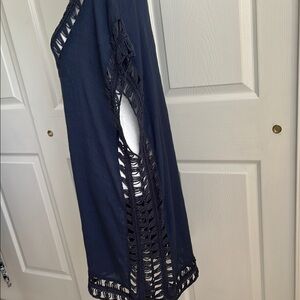 Navy Crochet Trim Cover-Up
